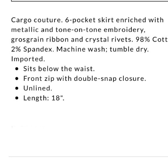 White House Black Market Black Cargo Skirt Size 4 - Picture 8 of 8